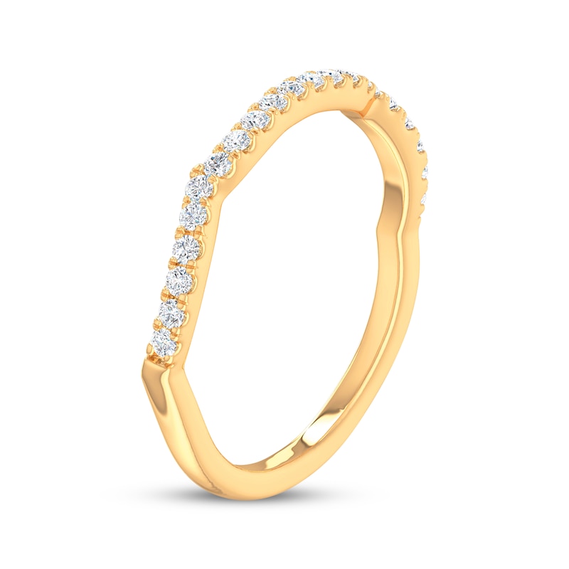 Main Image 9 of Lab-Grown diamonds by KAY Contoured Wedding Band 1/8 ct tw 14K Yellow Gold