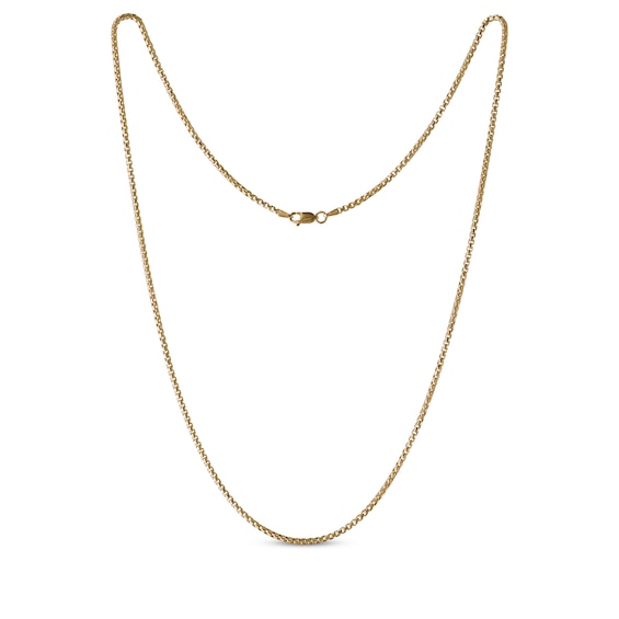 Hollow Round Box Chain Necklace 3.7mm 10K Yellow Gold 20"