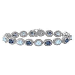 Halo Oval Birthstone Bracelet (2 Stones)