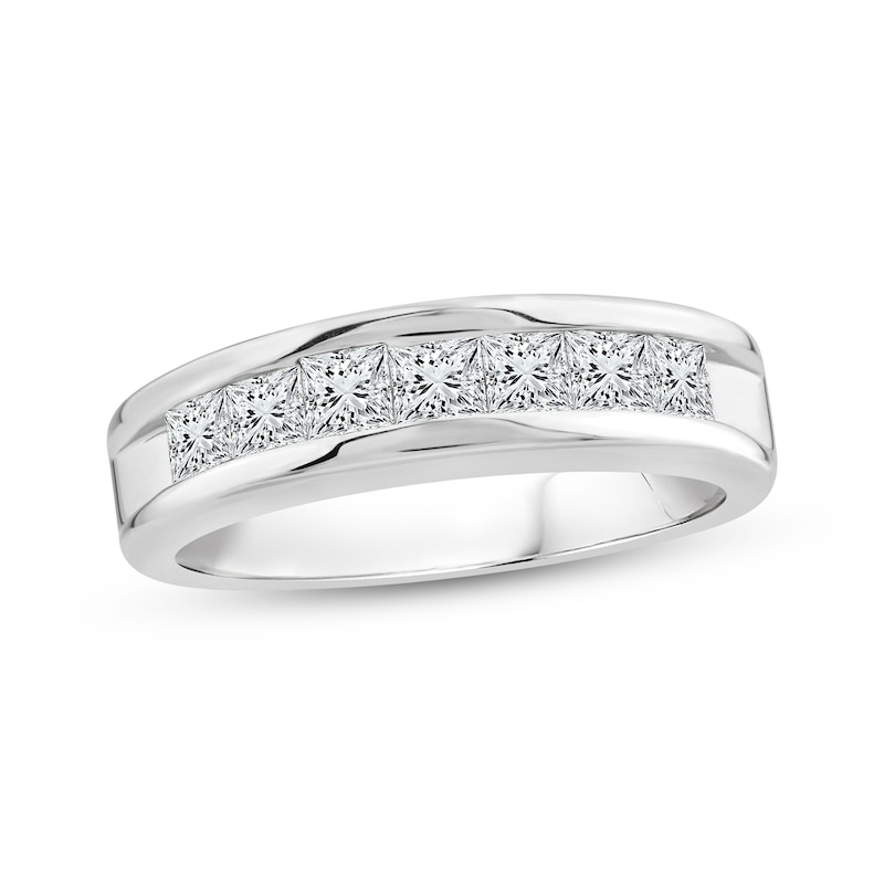 Main Image 1 of Men's Lab-Grown Diamonds by KAY Wedding Band 2 ct tw Square-cut 14K White Gold