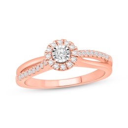 Round-Cut Diamond Halo Engagement Ring 1/4 ct tw 10K Rose Gold