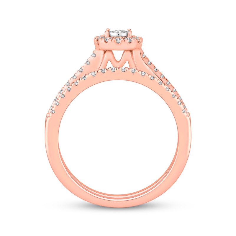 Round-Cut Diamond Halo Engagement Ring 1/4 ct tw 10K Rose Gold