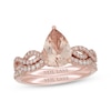 Thumbnail Image 1 of Neil Lane Pear-Shaped Morganite & Diamond Twist Shank Bridal Set 1/2 ct tw 14K Rose Gold