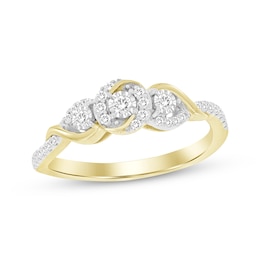 Diamond Three-Stone Swirl Promise Ring 1/5 ct tw 10K Yellow Gold