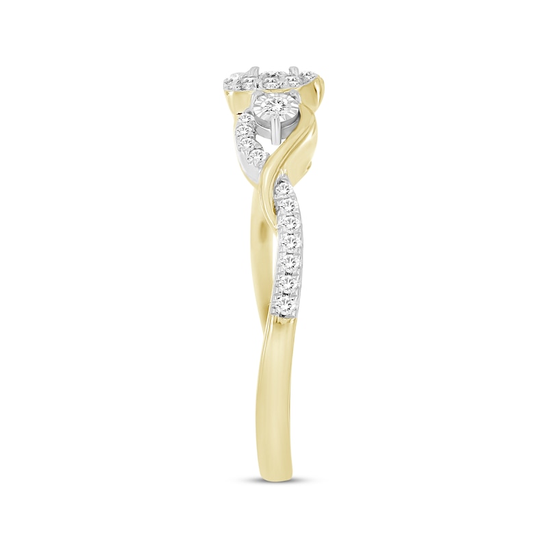 Main Image 2 of Diamond Three-Stone Swirl Promise Ring 1/5 ct tw 10K Yellow Gold