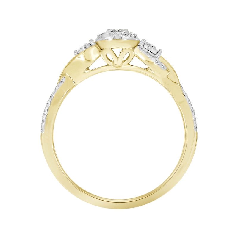 Main Image 3 of Diamond Three-Stone Swirl Promise Ring 1/5 ct tw 10K Yellow Gold