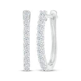 Diamond Elongated Hoop Earrings 1/2 ct tw 10K White Gold