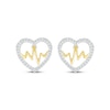 Thumbnail Image 1 of Diamond Heart Outline & Heartbeat Stud Earrings 1/8 ct tw Sterling Silver & 10K Yellow Gold