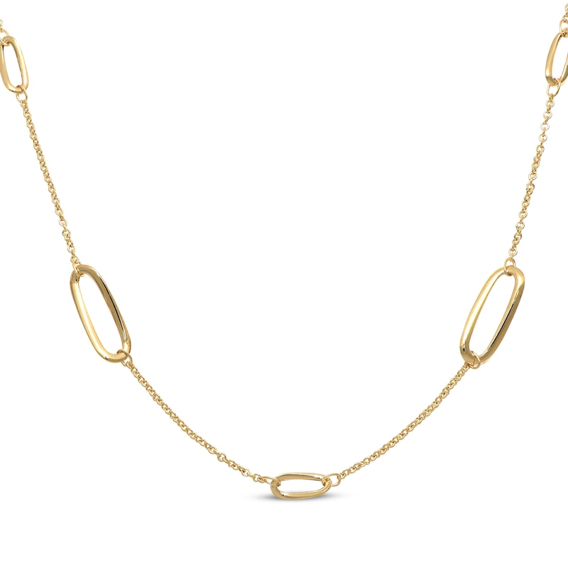 Main Image 1 of Hollow Twist Paperclip Station Necklace 10K Yellow Gold 20&quot;