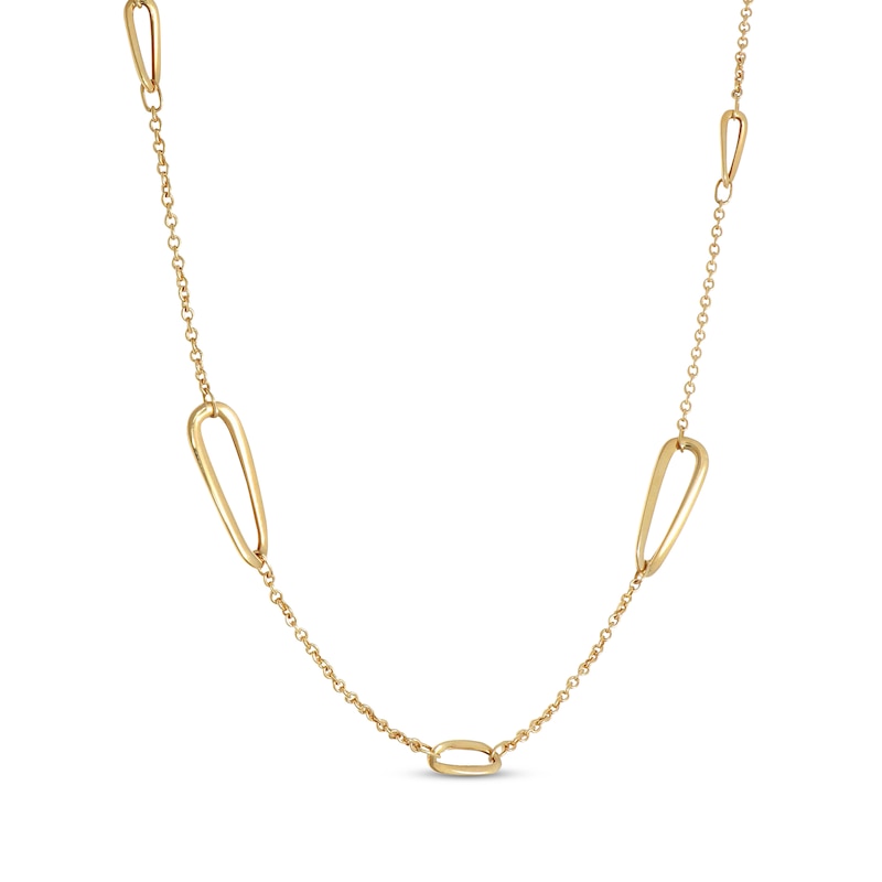 Main Image 2 of Hollow Twist Paperclip Station Necklace 10K Yellow Gold 20&quot;