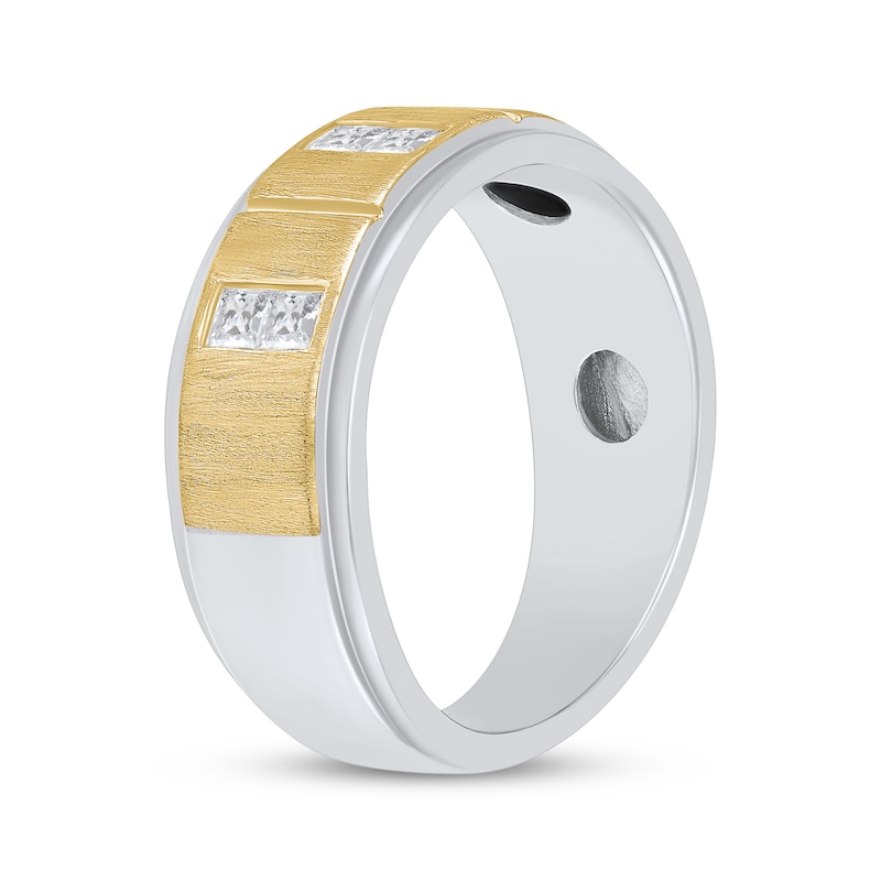 Main Image 2 of Men's Square-Cut Diamond Wedding Band 1/2 ct tw 10K Two-Tone Gold