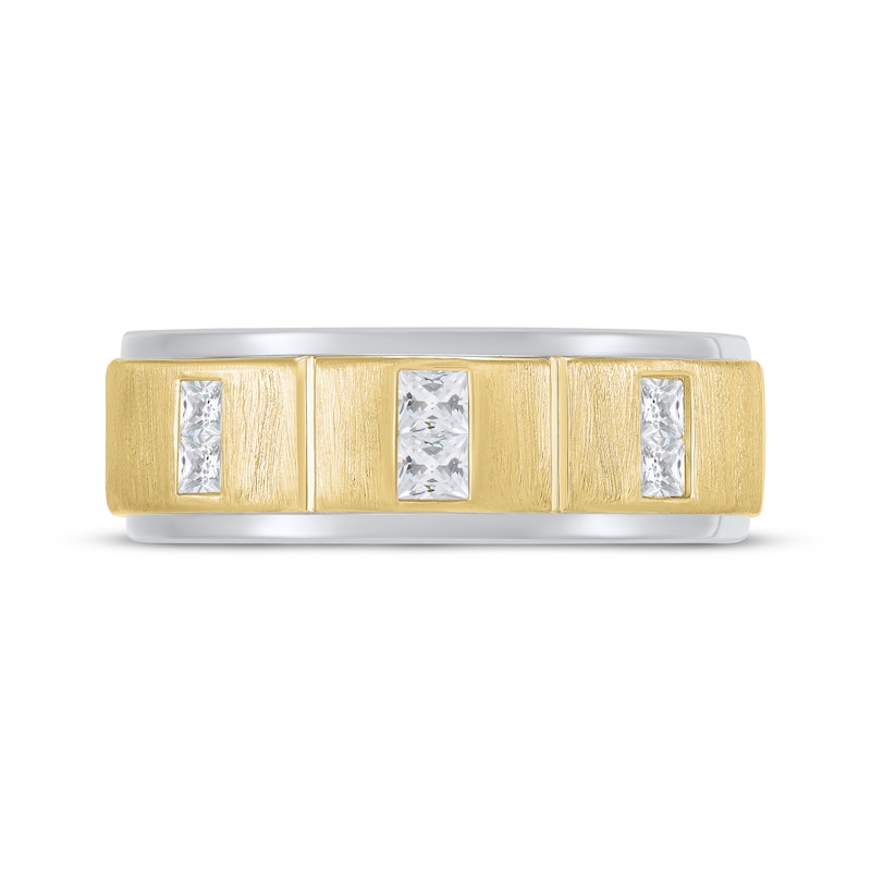 Main Image 3 of Men's Square-Cut Diamond Wedding Band 1/2 ct tw 10K Two-Tone Gold