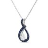 Thumbnail Image 2 of Pear-Shaped White Lab-Created Sapphire & Round-Cut Blue Lab-Created Sapphire Drop Necklace Sterling Silver 18&quot;