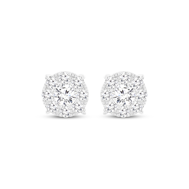 Main Image 2 of Multi-Diamond Halo Stud Earrings 1-1/2 ct tw 14K White Gold