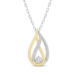 Love Ignited Diamond Flame Necklace 1/4 ct tw 10K Two-Tone Gold 18&quot;