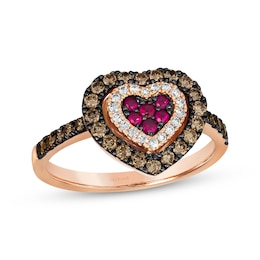 Godiva x Le Vian Ruby Heart Ring 5/8 ct tw Diamonds 14K Strawberry Gold