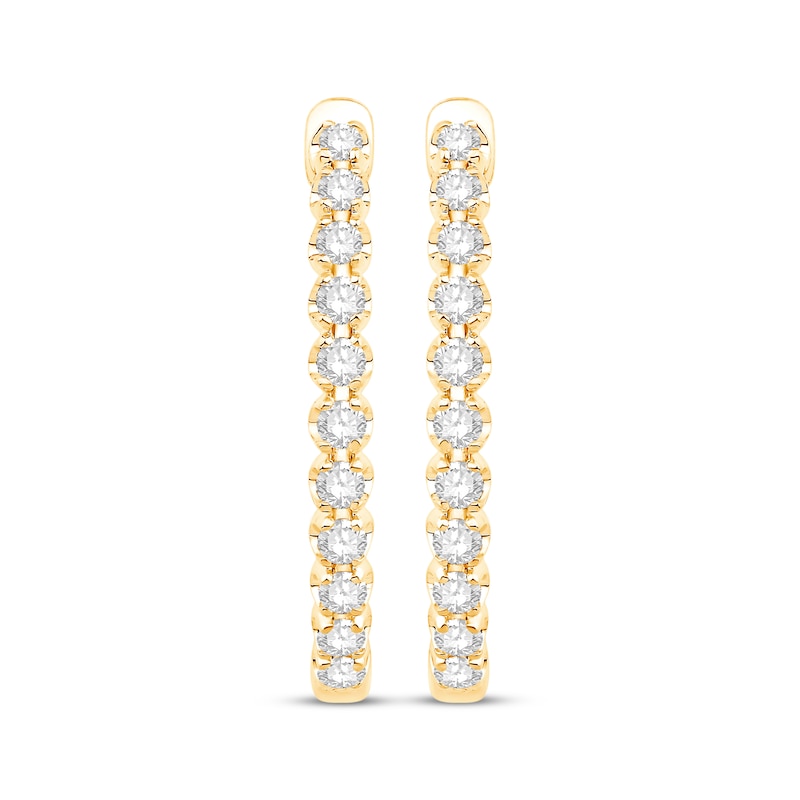 Main Image 2 of Diamond Oval Hoop Earrings 1/3 ct tw 10K Yellow Gold