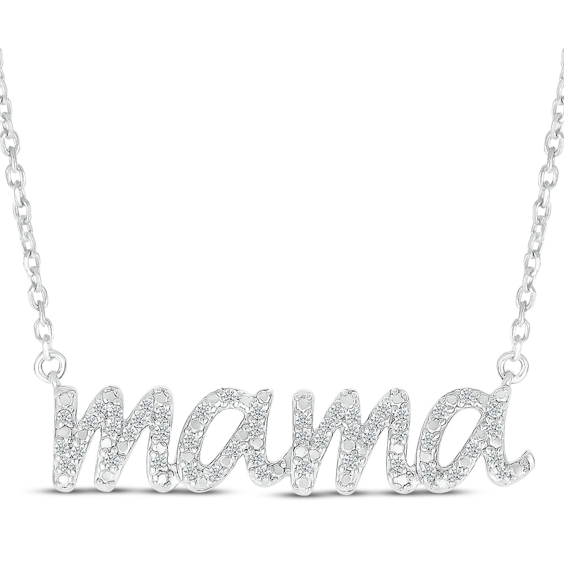 Main Image 1 of Diamond &quot;Mama&quot; Necklace 1/10 ct tw Sterling Silver 18&quot;