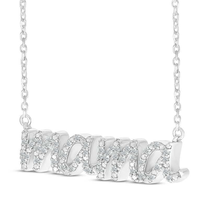 Main Image 2 of Diamond &quot;Mama&quot; Necklace 1/10 ct tw Sterling Silver 18&quot;