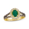 Thumbnail Image 0 of Le Vian Oval-Cut Emerald Halo Ring 1/2 ct tw Diamonds 14K Honey Gold
