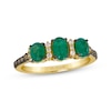 Thumbnail Image 0 of Le Vian Oval-Cut Emerald Three-Stone Ring 1/4 ct tw Diamonds 14K Honey Gold