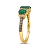 Thumbnail Image 1 of Le Vian Oval-Cut Emerald Three-Stone Ring 1/4 ct tw Diamonds 14K Honey Gold