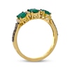 Thumbnail Image 2 of Le Vian Oval-Cut Emerald Three-Stone Ring 1/4 ct tw Diamonds 14K Honey Gold