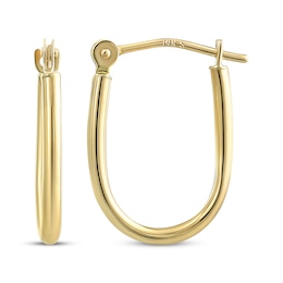 Hollow U-Hoop Earrings 16mm 14K Yellow Gold