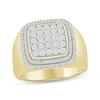 Thumbnail Image 1 of Men's Multi-Diamond Halo Ring 1/2 ct tw 10K Yellow Gold