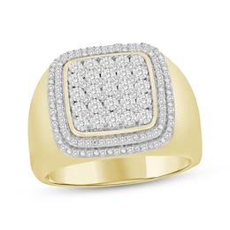 Men's Multi-Diamond Halo Ring 1/2 ct tw 10K Yellow Gold