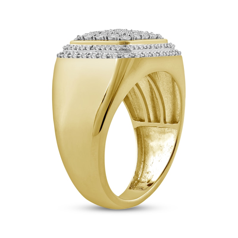 Main Image 2 of Men's Multi-Diamond Halo Ring 1/2 ct tw 10K Yellow Gold