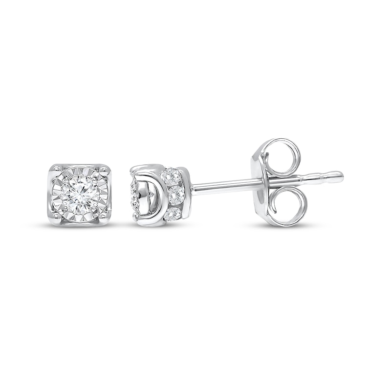 Main Image 1 of Radiant Reflections Round-Cut Diamond Solitaire Stud Earrings 1/3 ct tw Sterling Silver (J/I3)