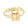 Thumbnail Image 1 of &quot;Ti Amo&quot; Padlock Chain Link Ring 10K Yellow Gold