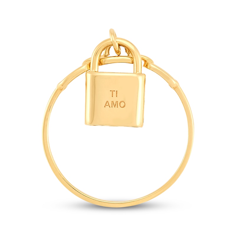 Main Image 3 of &quot;Ti Amo&quot; Padlock Chain Link Ring 10K Yellow Gold