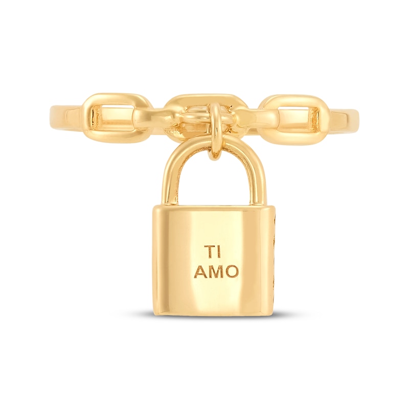 Main Image 4 of &quot;Ti Amo&quot; Padlock Chain Link Ring 10K Yellow Gold