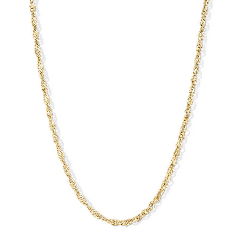 Main Image 1 of Solid Singapore Chain Necklace 2.5mm 14K Yellow Gold 20&quot;