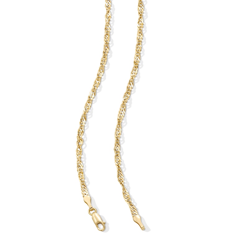 Main Image 3 of Solid Singapore Chain Necklace 2.5mm 14K Yellow Gold 20&quot;