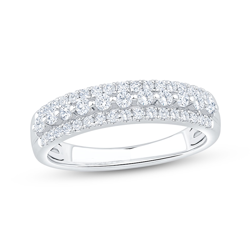 Main Image 1 of Lab-Grown Diamonds by KAY Three-Row Anniversary Ring 1/2 ct tw 14K White Gold