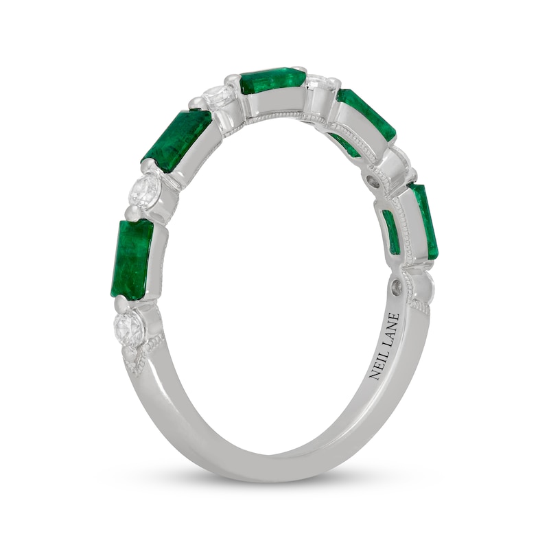 Main Image 2 of Neil Lane Baguette-Cut Natural Emerald & Diamond Anniversary Ring 1/5 ct tw 14K White Gold