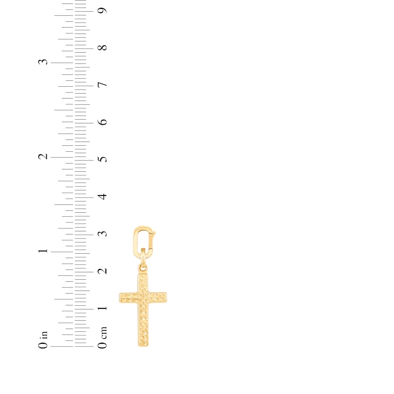 Main Image 4 of Charmed Memories Diamond-Cut Cross Charm 10K Yellow Gold