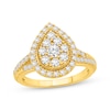 Thumbnail Image 0 of Multi-Diamond Pear-Shaped Halo Engagement Ring 1 ct tw 10K Yellow Gold