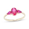 Thumbnail Image 1 of Oval-Cut Lab-Created Ruby & Diamond Accent Ring 10K Yellow Gold