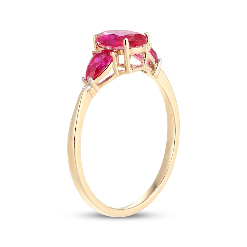 Main Image 2 of Oval-Cut Lab-Created Ruby & Diamond Accent Ring 10K Yellow Gold