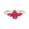 Thumbnail Image 3 of Oval-Cut Lab-Created Ruby & Diamond Accent Ring 10K Yellow Gold