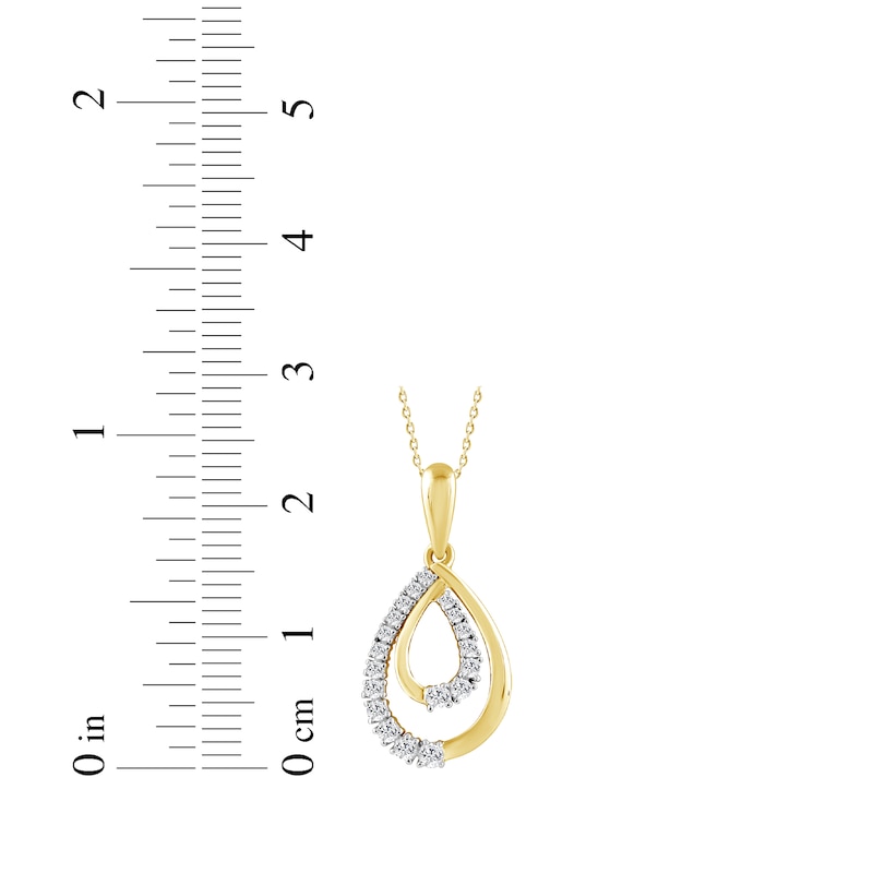 Main Image 3 of Diamond Double Teardrop Necklace 1/4 ct tw 10K Yellow Gold 18&quot;