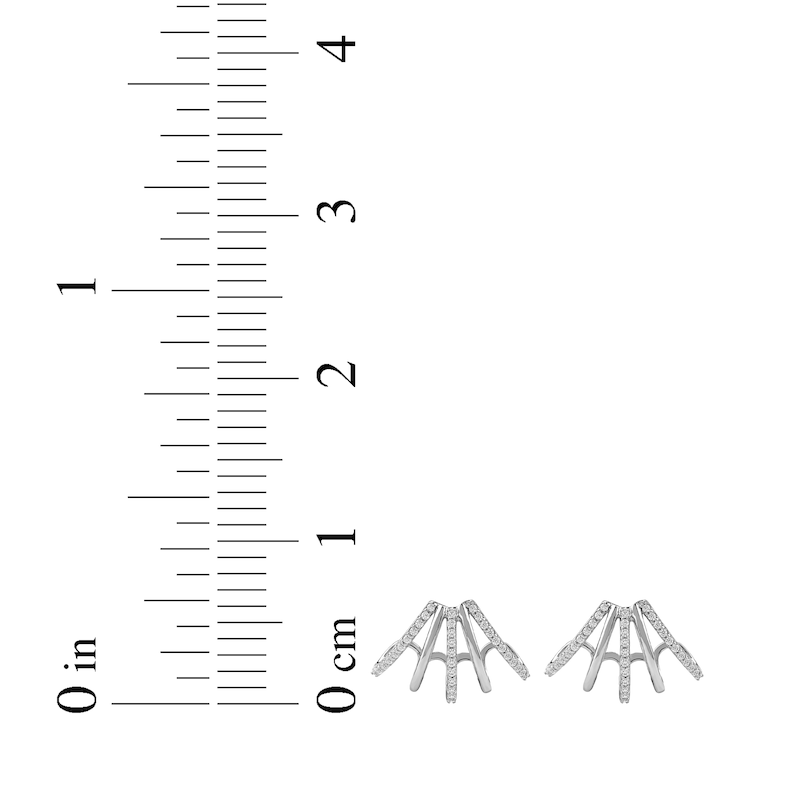 Main Image 5 of Diamond Five-Row Split J-Hoop Huggie Earrings 1/3 ct tw 10K White Gold