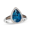 Thumbnail Image 1 of Le Vian Pear-Shaped Blue Topaz Ring 1/4 ct tw Diamonds 14K Vanilla Gold