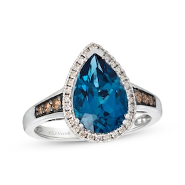 Le Vian Pear-Shaped Blue Topaz Ring 1/4 ct tw Diamonds 14K Vanilla Gold