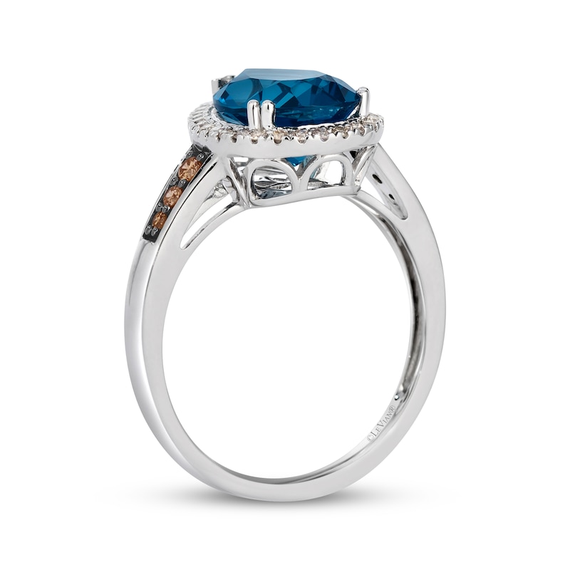 Main Image 3 of Le Vian Pear-Shaped Blue Topaz Ring 1/4 ct tw Diamonds 14K Vanilla Gold