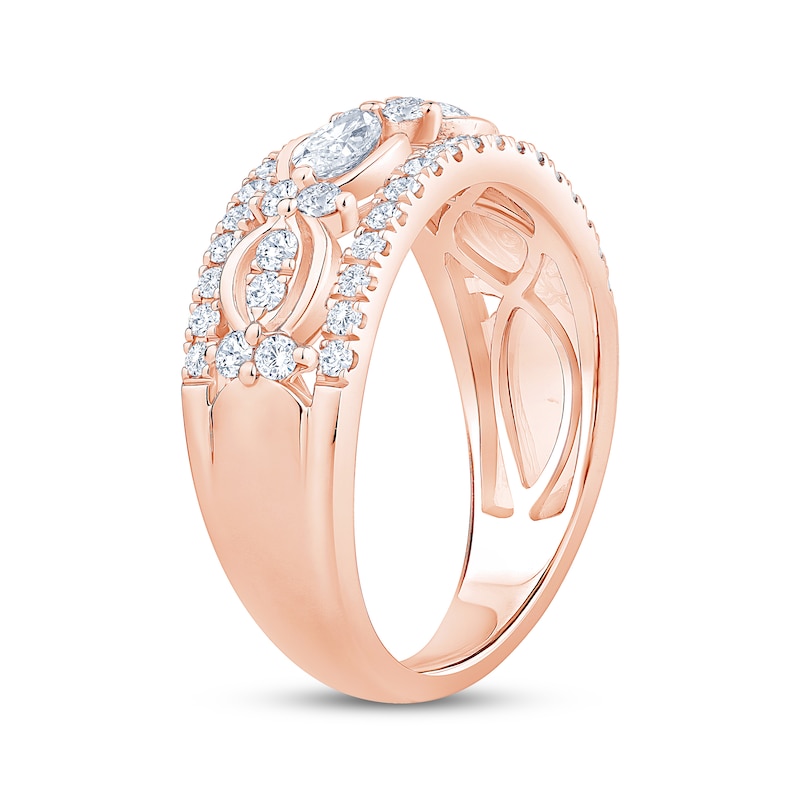 Main Image 2 of Now + Forever Marquise & Round-Cut Diamond Three-Row Anniversary Ring 7/8 ct tw 14K Rose Gold